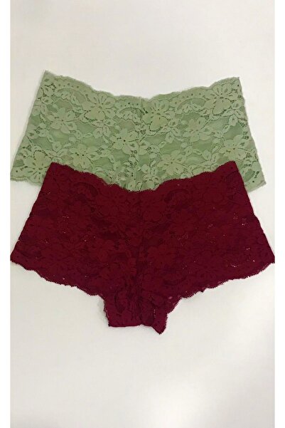 mendoza store Kadın Dantelli Külot Ve Boxer Seti S- M-l Beden 2 Li Paket