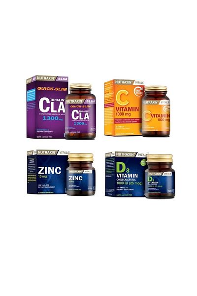 Nutraxin Tonalin Cla 1300 Mg - 60 Capsules+Vitamin D3+Zinc 100 Tablets+Vitamin C 30 Tablets