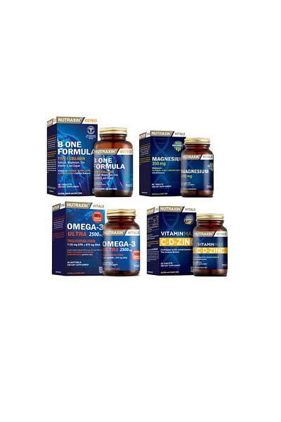 Nutraxin B-One Formula 90+Omega 3 Ultra+Vitamin Max+Magnesium - 60 Capsule Tablets