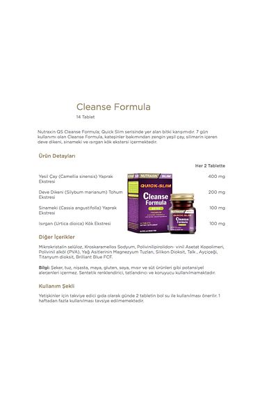 Nutraxin Cleanse Formula 7 Detox - 14 Tablets + Quick-Slim Tonalin Cla 60 Soft Gelatin Capsules