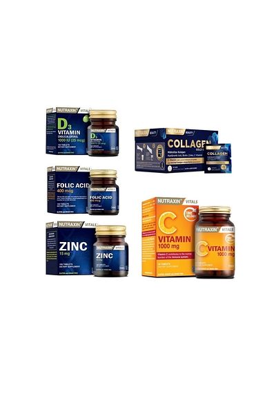 Nutraxin Collagen 30 Sachet - 10000 Mg Folic Acid, Vitamin C and Vitamin D3 Zinc Supplement