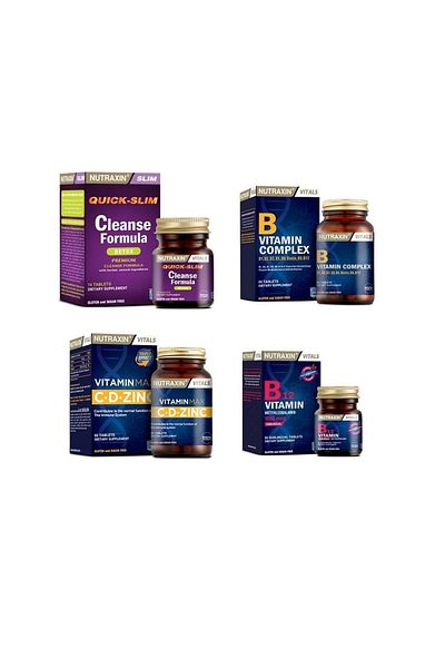 Nutraxin Cleanse Formula 7 Detox - 14 Tablets + Vitamin Max(C,D,Zinc) + Vitamin B Complex + Vitamin B12