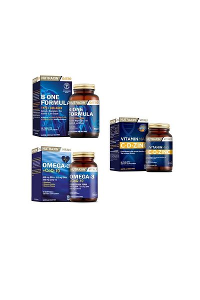 Nutraxin B-One Formula 90 - Anti-Omega 3 and Coq-10 Capsule+Vitamin Max (C,D,Zinc) 60 Tablets