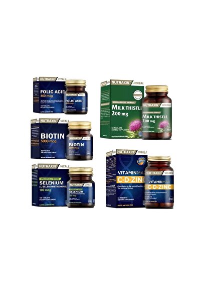Nutraxin Milk Thistle 60 Tablet +folik Asit + Selenyum+biotin+vitamin Max (c,...