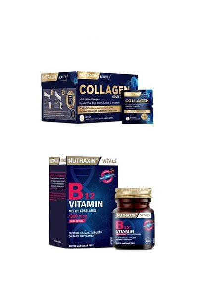 Nutraxin Collagen and Vitamin B12 Sachet 30 - 10000 Mg 60 Sublingual Tablets