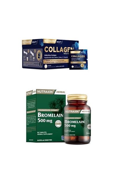 Nutraxin 60 Capsules Containing Collagen and Bromelain - 10000 Mg Sachet and 500 Mg