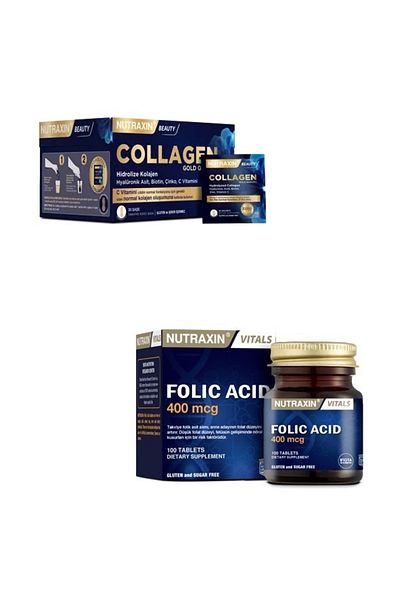 Nutraxin Collagen and Follic Acid Supplement - 10000 Mg 400 Mcg 100 Tablets