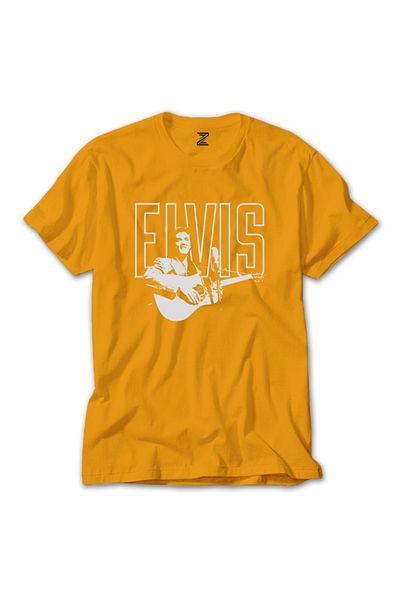 Z zepplin Κίτρινο T-shirt Elvis Presley Guitar