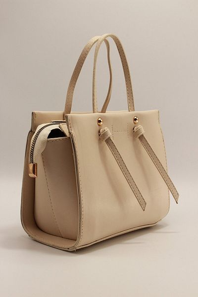 ARTON Women's Beige Knotted Mini City Hand and Shoulder Bag