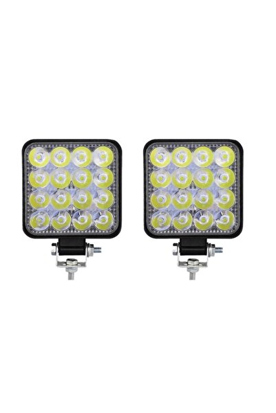 Bunyon 2 Adet 16 Led Kare Off Road Araç Iş Makinesi Kamyon Tekne Traktör Projektör Çalışma Ve Sis Lambası