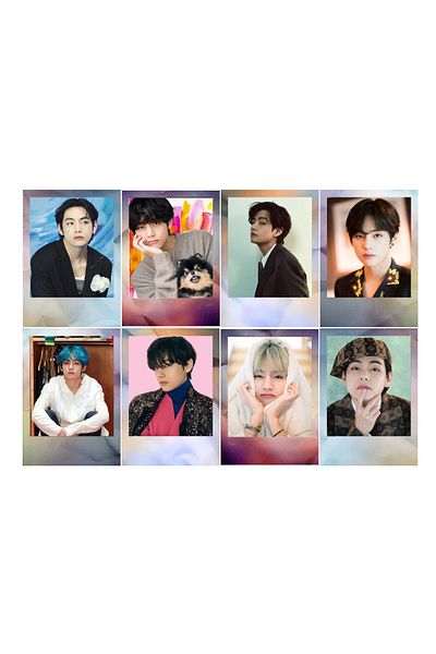 Güneş Kırtasiye Bts V Photocard Set 8 Pieces Photocard Bright Print