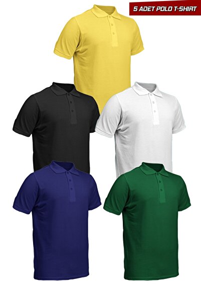 highlevel Μπλουζάκι πόλο με λαιμόκοψη 5 τεμαχίων (μαύρο - λευκό - κίτρινο - μ...