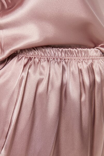 Trendyol Curve Rózsaszín pántos szatén pizsama szett TBBSS22PT00002