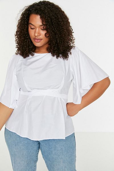 Trendyol Curve Plus Size Blouse - White - Regular fit