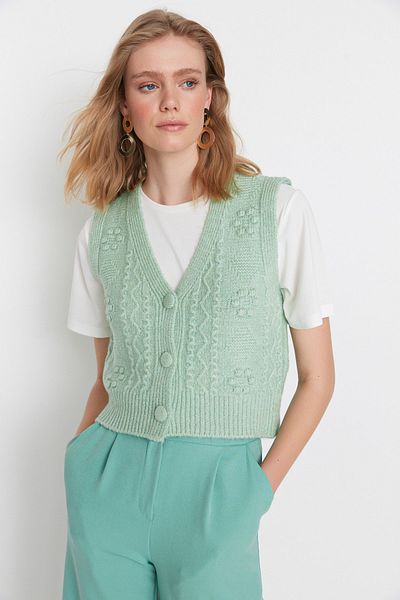 Trendyol Collection Sweater Vest - Green - Regular fit