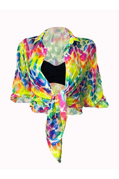 Bolder Jasmine Colorful Leopard Pattern Shirt