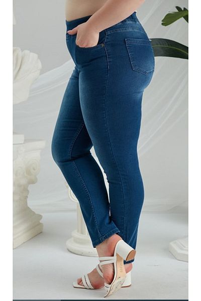 RMG Women's Blue Elastic Waist Large Size Kim Pants