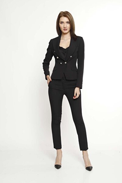 MANGOSTEEN Kadın Altı Düğme Klasik Ceket Siyah