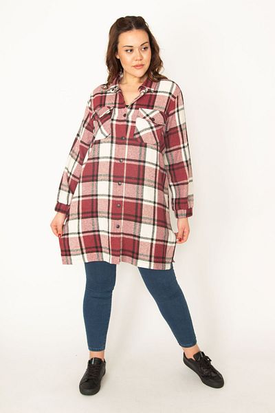 Şans Plus Size Shirt - Burgundy - Relaxed fit
