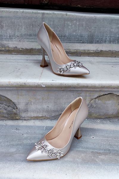 LA CALZATURE Skin Satin 11 Cm Heeled Stiletto Women's Shoes with Waterway Accessories