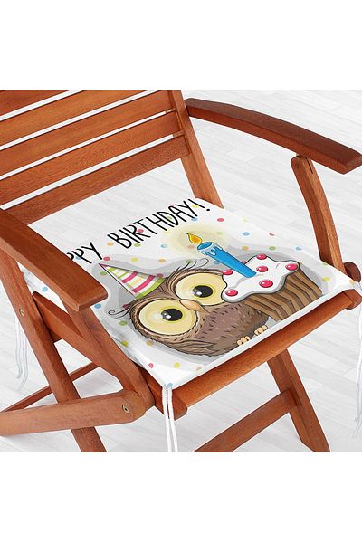 Realhomes Modern Owl Pattern Digital Printed Zippered Chair Cushion