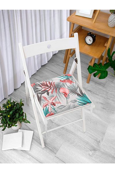 Realhomes Leaf Patterned Digital Printed Zippered Chair Cushion