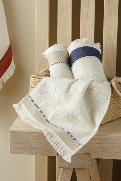 English Home Prosop de mână lavabil cu dungi marine 30x45 cm Bej