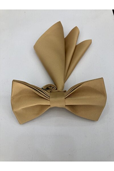 CRWAT ® 02 Gold / Matte Dupont Woven Handkerchief Bow Tie Tk
