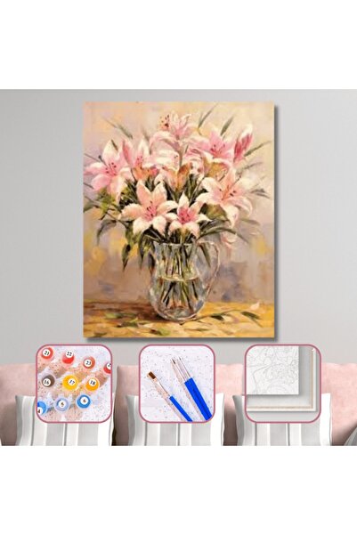 Genel Markalar Sayılarla Boyama Seti Çerçeveli Kasnaklı Zarif Zambak  40 x 50 cm