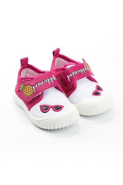 GEZER White Fuchsia Orthopedic Baby Girl Kids Summer Linen Shoes 3270