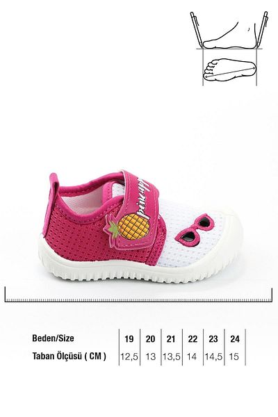 GEZER White Fuchsia Orthopedic Baby Girl Kids Summer Linen Shoes 3270