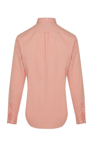 Hatemoğlu Ροζ Slim Fit Μασίφ 100% βαμβακερό γιακά με μακρυμάνικο πουκάμισο