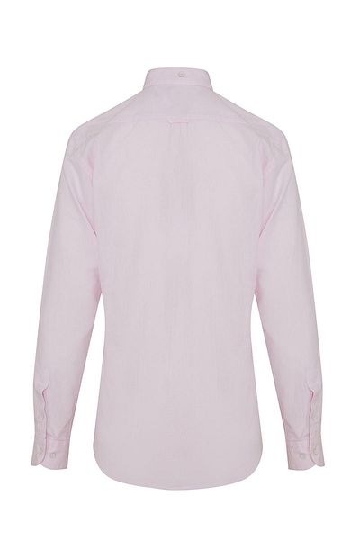 Hatemoğlu Ροζ Slim Fit Μασίφ 100% βαμβακερό γιακά με μακρυμάνικο πουκάμισο