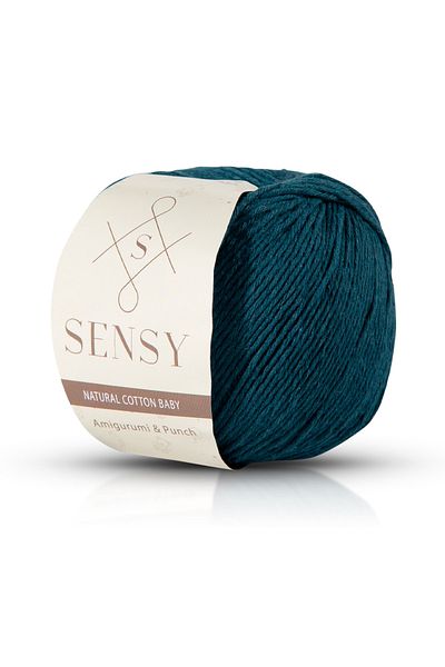 SENSY Premium Amigurumi Floss Punch (FANCH) Baby Soft Bumbac 50 gr Funie de tricotat Albastru petrol