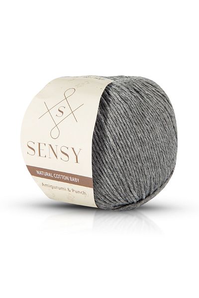 SENSY Premium Amigurumi Floss Punch (FANCH) Baby Soft Bumbac 50 gr Funie tricotată Gri mediu