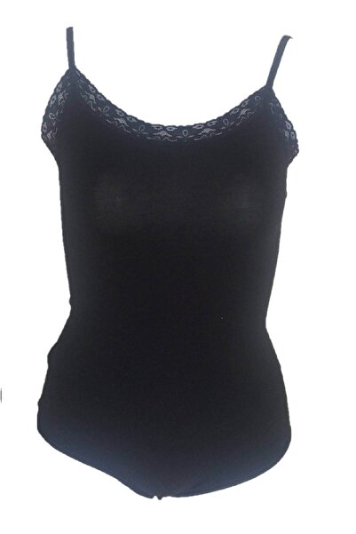 Malabadi 1043 Жіночий модальний боді з бретельками, мереживом і кнопками