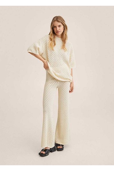 MANGO Woman Perforated Knitted Women's Trousers