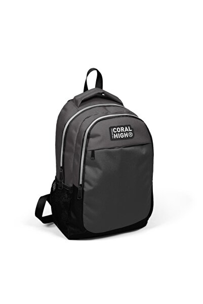 Coral High Kids Koyu Gri Üç Bölmeli Usb Şarjlı Kulaklık Çıkışlı Sırt Çantası ...