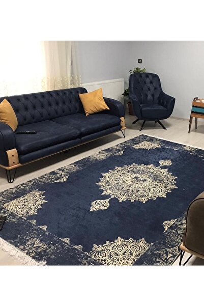ALLGELSİN Kaymaz Tabanlı Halı Ince Yazlık Dekoratif Salon, Oturma Odası Ve Ço...