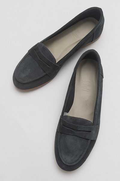 LuviShoes F02 Damen-Loafer-Schuhe aus geräuchertem Wildleder und echtem Leder