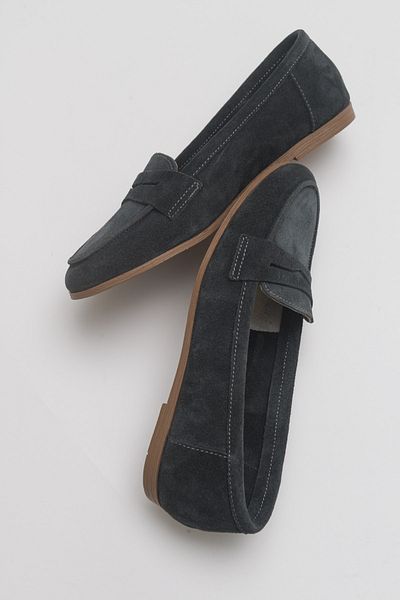LuviShoes F02 Damen-Loafer-Schuhe aus geräuchertem Wildleder und echtem Leder