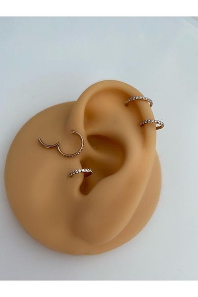 Arescollection 16g Titanium Zircon Stone Helix Tragus Rook Daith Piercing