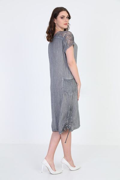 ELLA CAMELIA Women's Shoulder Detailed Dress 5012175 Gray