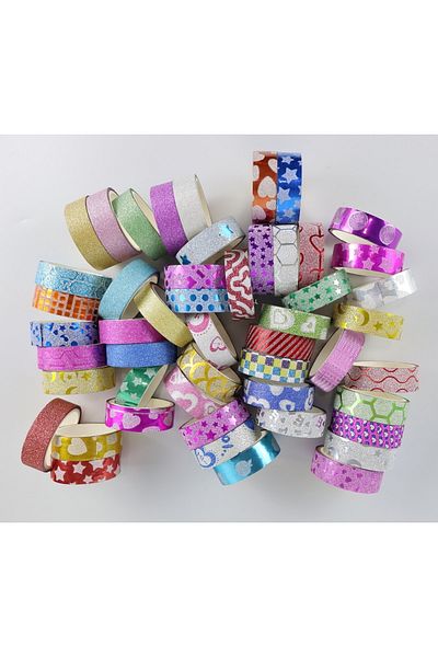 Red Whiter 3 Colorful Patterned Glitter Tapes