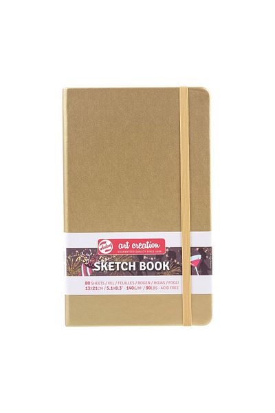 Talens Sketchbook Hard Cover Sketch Drawing Notebook 13x21 Cm140 gr80 YpMetallic Gold