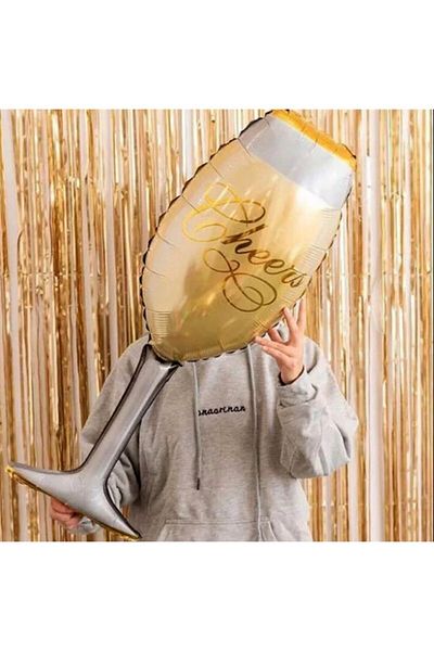 Deniz Party Store Giant Size Bride To Be Bachelorette Gold Cheers Champagne Glass Foil Party Balloon 37x92 Cm 1 Piece