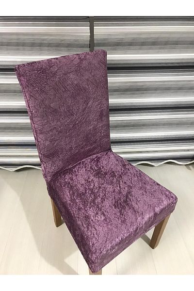 Aksa Home Κάλυμμα καρέκλας που πλένεται ελαστικό Lycra Velvet Vein Pattern Σετ 6 τεμαχίων