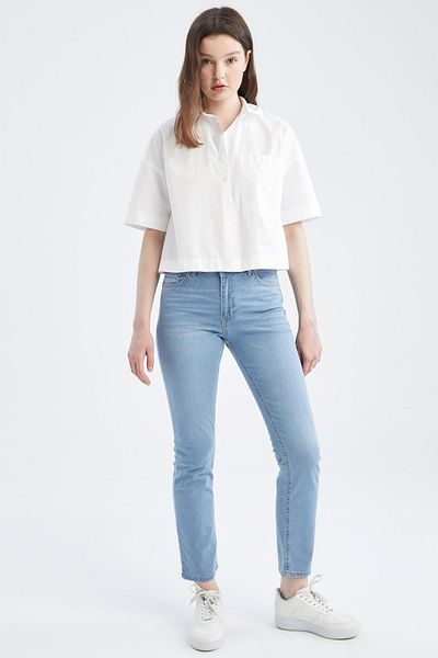 DeFacto Pantaloni Carmela, cu talie normală, cu picior tub, 100% bumbac X3827az22sm
