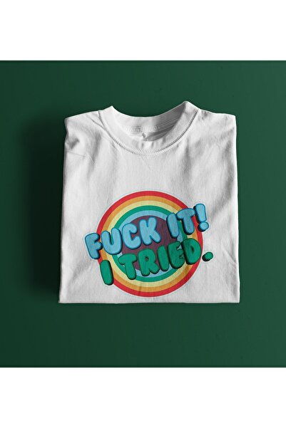 rebelberi Tricou oversize unisex alb cu motto-ul I Tried