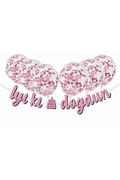 BEST PARTİ DOĞUM GÜNÜ PARTİ SÜSLERİ Transparent Balloon with Pink Confetti Pi...